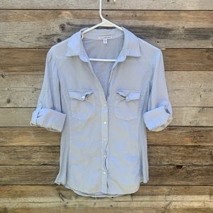 JAMES PERSE • Blue 3/4 Sleeve Button Up Top